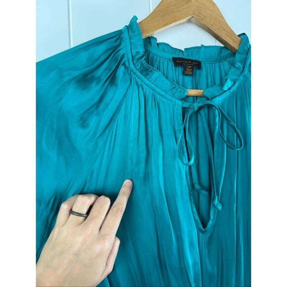 Anthropologie Current Air $138 Alyce Mini Dress Turquoise Blue Green Ruched XSP - Picture 9 of 12